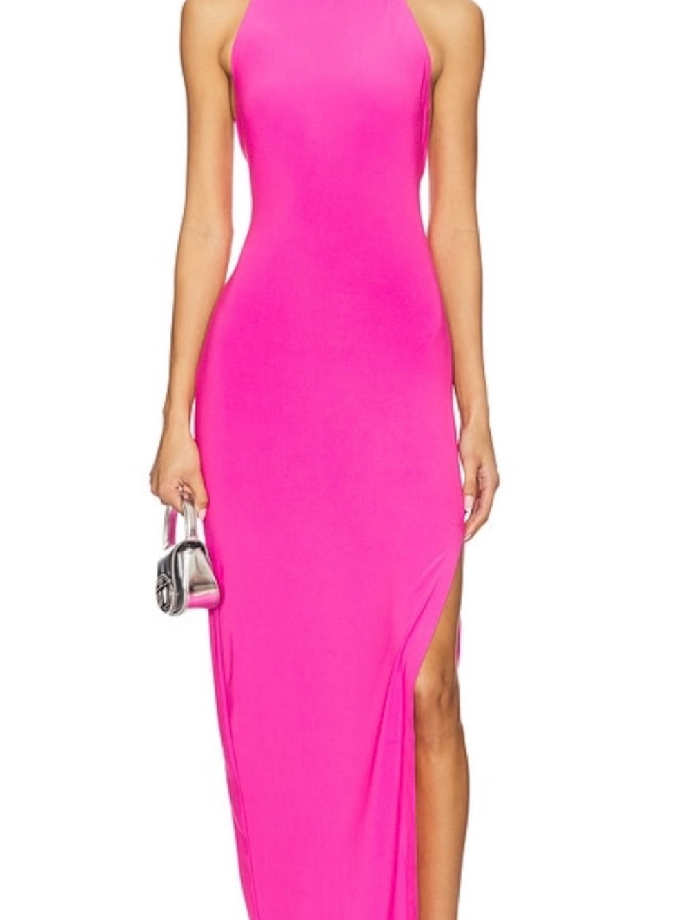 Norma Kamali Vibrant Hot Pink Halter Maxi Dress